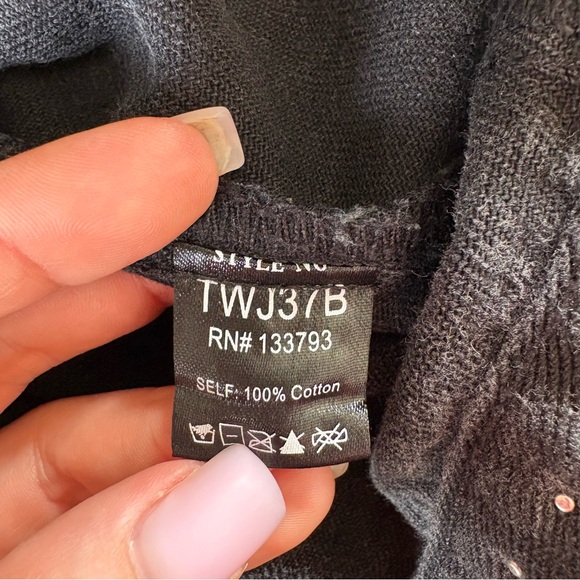 Vici Black‎ Jean Denim Jacket with Studded Details Oversized Biker XS - Picture 7 of 10